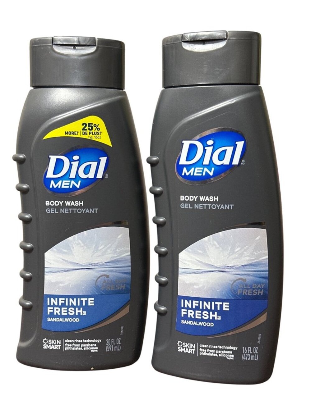 Dial Men's Infinite Fresh Sandalwood Body Wash, 20 oz & 16 oz